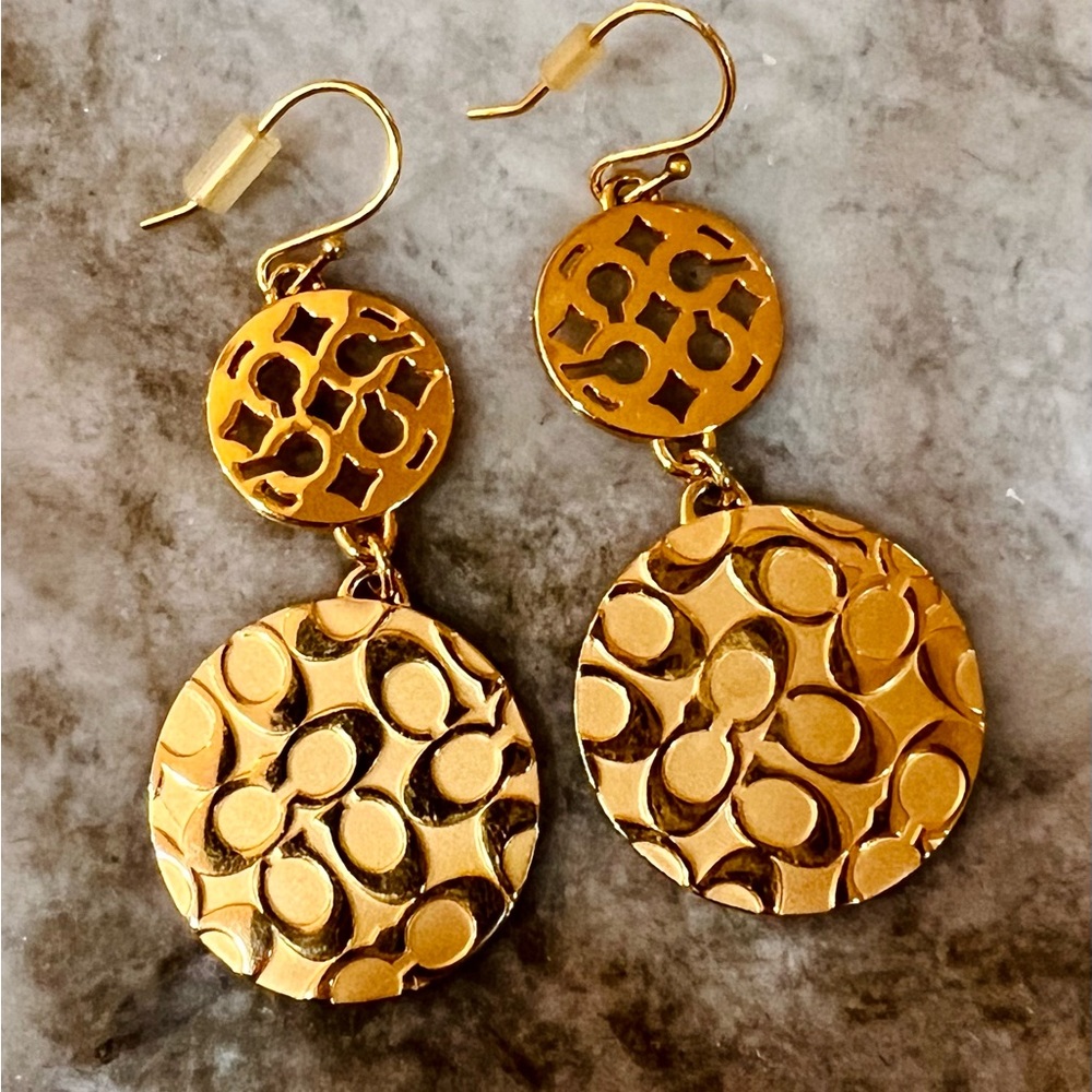 Coach gold coin earrings